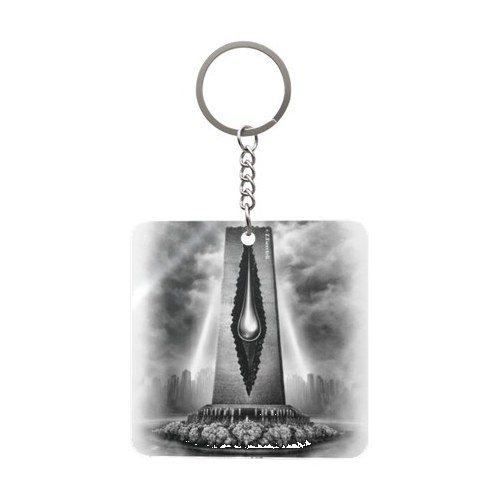 Square black and white keychain