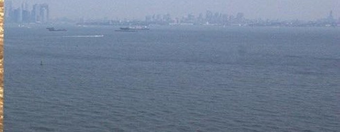 The Manhattan skyline seen across the water